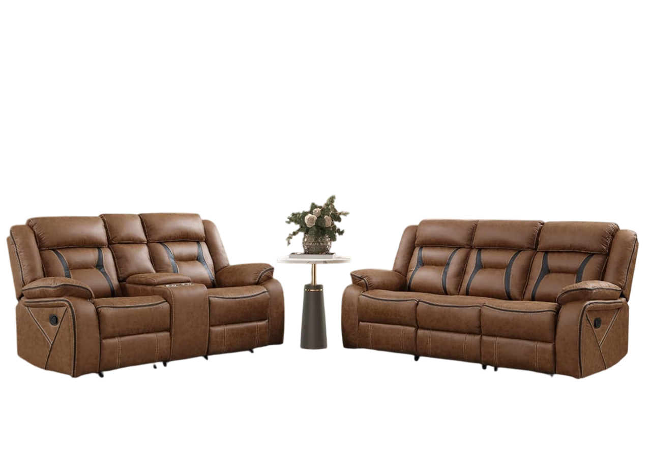 Manual Recliner Sofa Set, Faux Leather